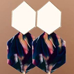 3 for $25 Multi-color Hexagon Earrings